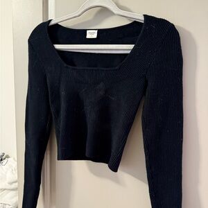 Abercrombie Black Ribbed Long Sleeve Top